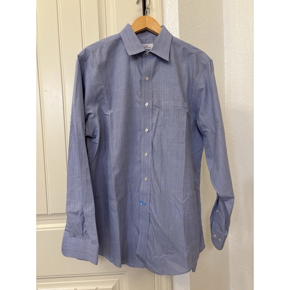 Brooks‎ Brothers 346 Blue Plaid Non-Iron Dress Shirt 16 Neck 34/35 Sleeve Cotton